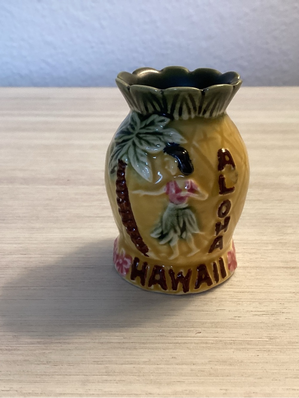 VTG Aloha Hawaii Ceramic Souvenir Colorful Pineapple Toothpick Holder 3” Tall